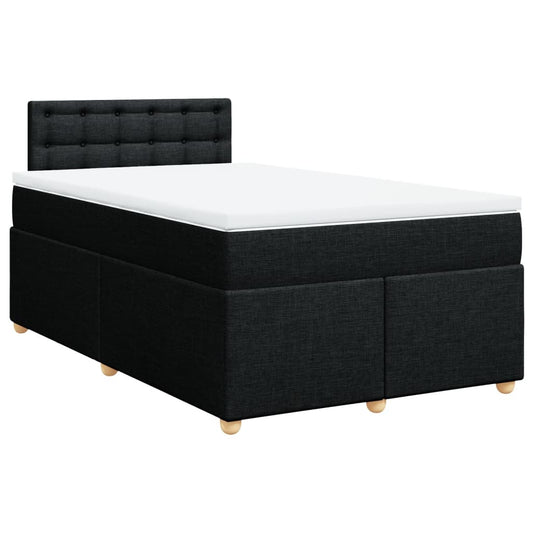 vidaXL Κρεβάτι Boxspring με Στρώμα Μαύρο 120x200 εκ. Υφασμάτινο