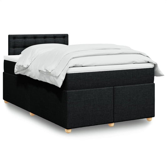 vidaXL Κρεβάτι Boxspring με Στρώμα Μαύρο 120x200 εκ. Υφασμάτινο