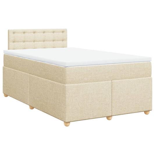 vidaXL Κρεβάτι Boxspring με Στρώμα Κρεμ 120x200 εκ. Υφασμάτινο