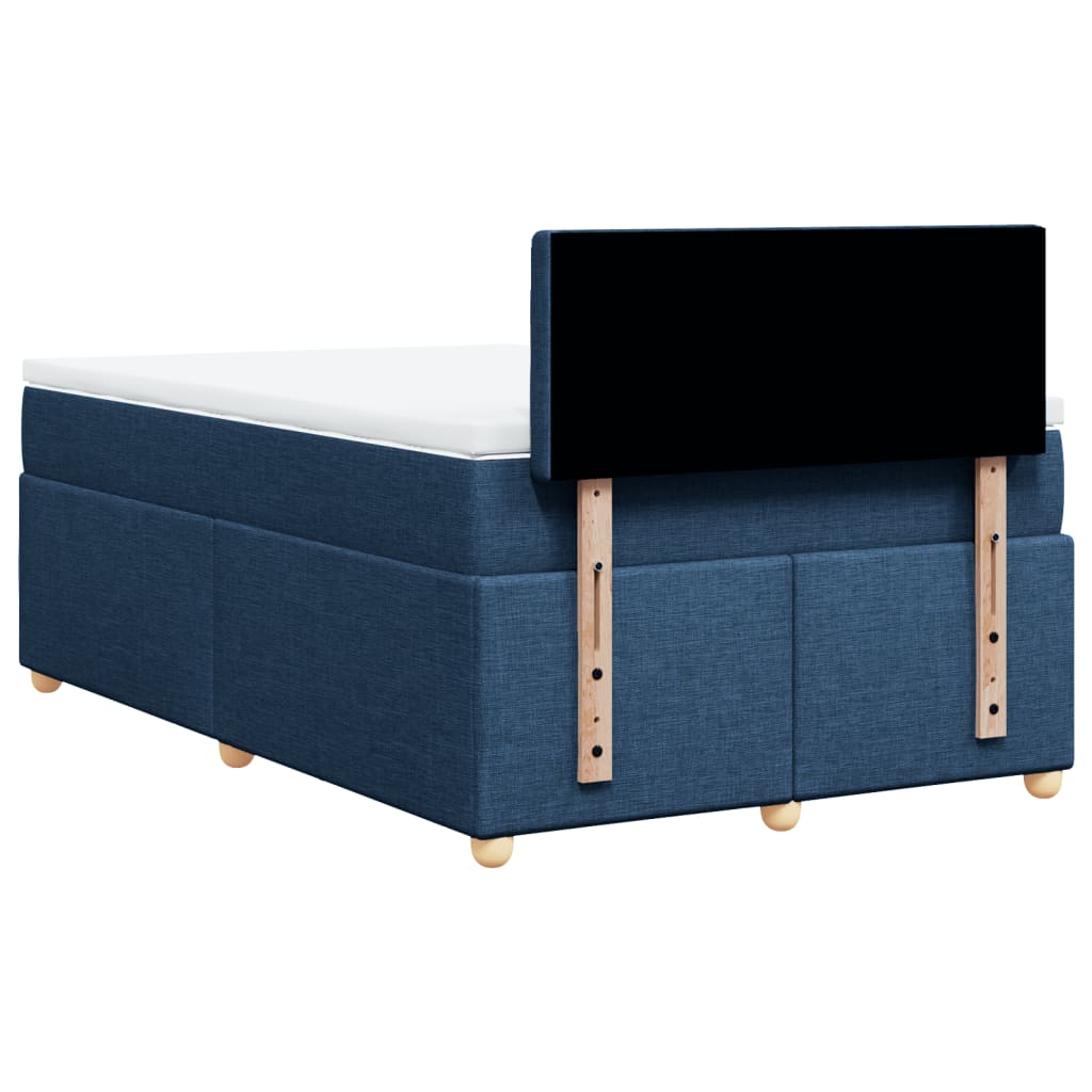 vidaXL Κρεβάτι Boxspring με Στρώμα Μπλε 120x200 εκ. Υφασμάτινο
