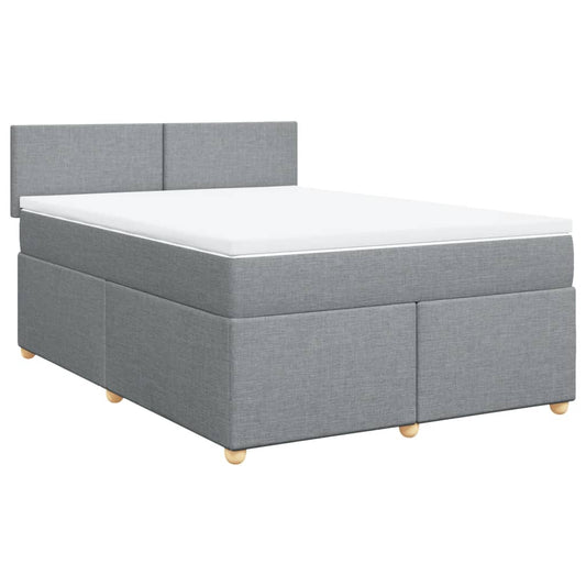 vidaXL Κρεβάτι Boxspring με Στρώμα Ανοιχτό Γκρι 140x190 εκ. Υφασμάτινο