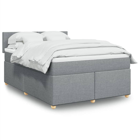 vidaXL Κρεβάτι Boxspring με Στρώμα Ανοιχτό Γκρι 140x190 εκ. Υφασμάτινο