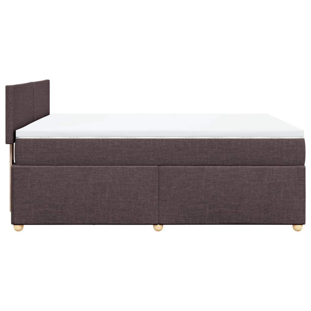vidaXL Κρεβάτι Boxspring με Στρώμα Σκούρο Καφέ 140x190 εκ. Υφασμάτινο