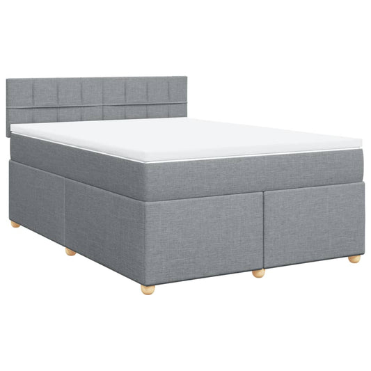 vidaXL Κρεβάτι Boxspring με Στρώμα Ανοιχτό Γκρι 140x190 εκ. Υφασμάτινο