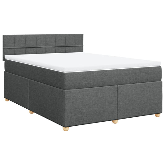 vidaXL Κρεβάτι Boxspring με Στρώμα Σκούρο Γκρι 140x190 εκ. Υφασμάτινο