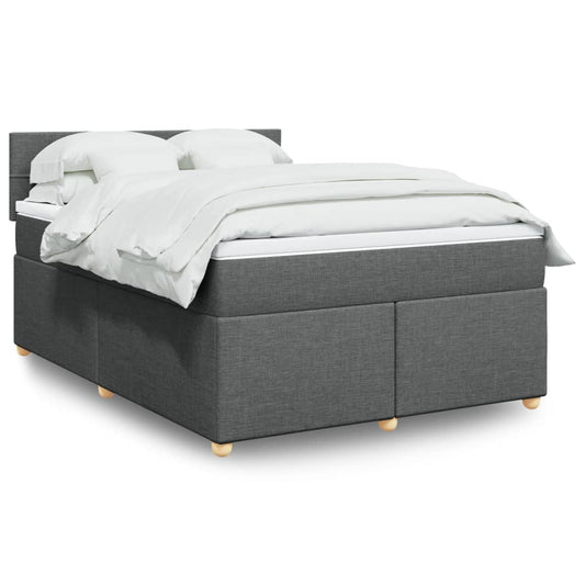 vidaXL Κρεβάτι Boxspring με Στρώμα Σκούρο Γκρι 140x190 εκ. Υφασμάτινο