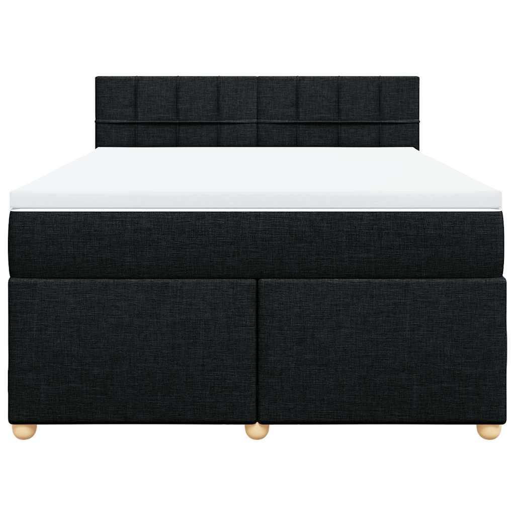 vidaXL Κρεβάτι Boxspring με Στρώμα Μαύρο 140x190 εκ. Υφασμάτινο