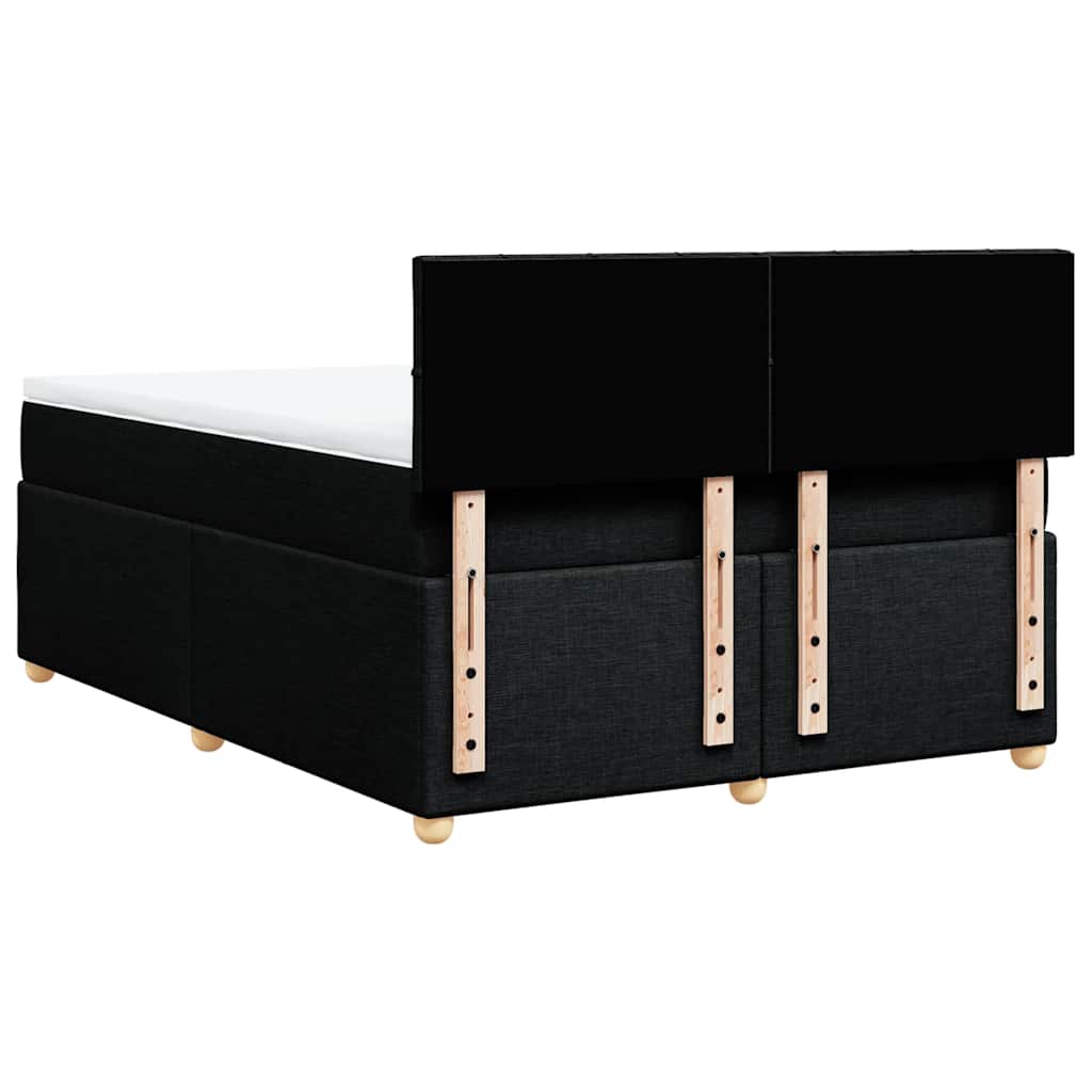 vidaXL Κρεβάτι Boxspring με Στρώμα Μαύρο 140x190 εκ. Υφασμάτινο