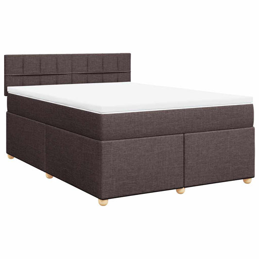 vidaXL Κρεβάτι Boxspring με Στρώμα Σκούρο Καφέ 140x190 εκ. Υφασμάτινο