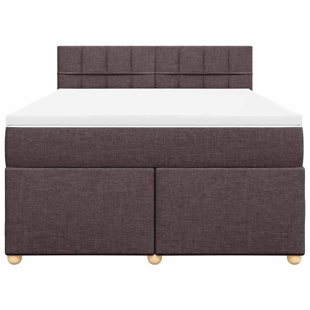 vidaXL Κρεβάτι Boxspring με Στρώμα Σκούρο Καφέ 140x190 εκ. Υφασμάτινο
