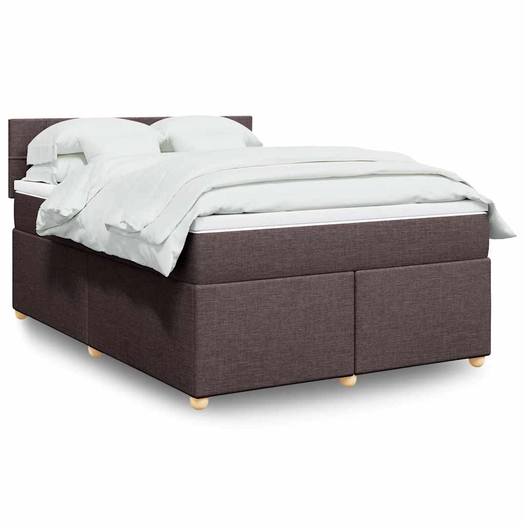 vidaXL Κρεβάτι Boxspring με Στρώμα Σκούρο Καφέ 140x190 εκ. Υφασμάτινο