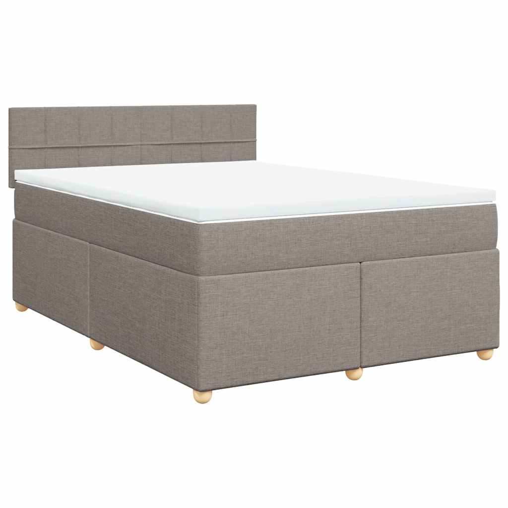 vidaXL Κρεβάτι Boxspring με Στρώμα Taupe 140x190 εκ. Υφασμάτινο