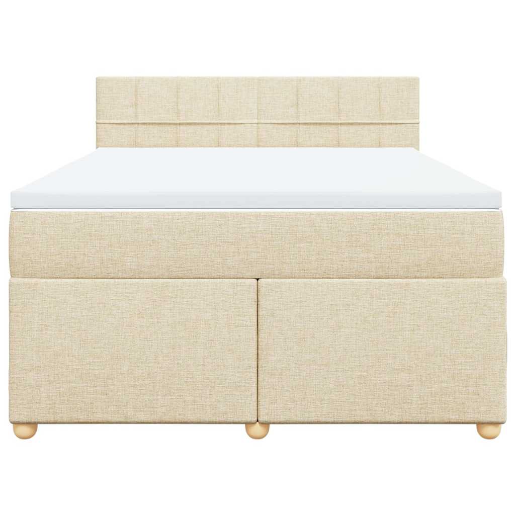 vidaXL Κρεβάτι Boxspring με Στρώμα Κρεμ 140x190 εκ. Υφασμάτινο