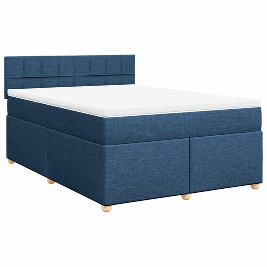 vidaXL Κρεβάτι Boxspring με Στρώμα Μπλε 140x190 εκ. Υφασμάτινο