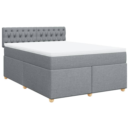 vidaXL Κρεβάτι Boxspring με Στρώμα Ανοιχτό Γκρι 140x190 εκ. Υφασμάτινο