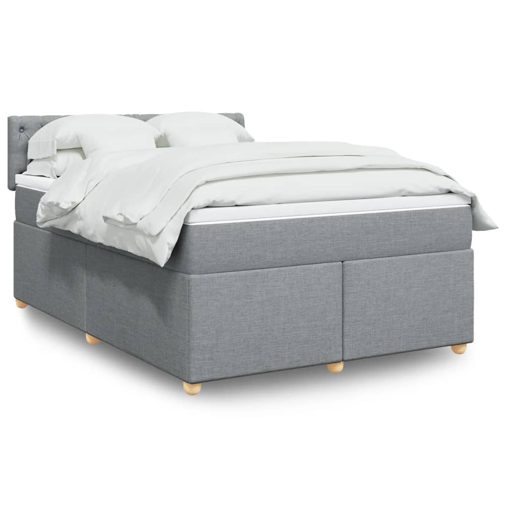 vidaXL Κρεβάτι Boxspring με Στρώμα Ανοιχτό Γκρι 140x190 εκ. Υφασμάτινο