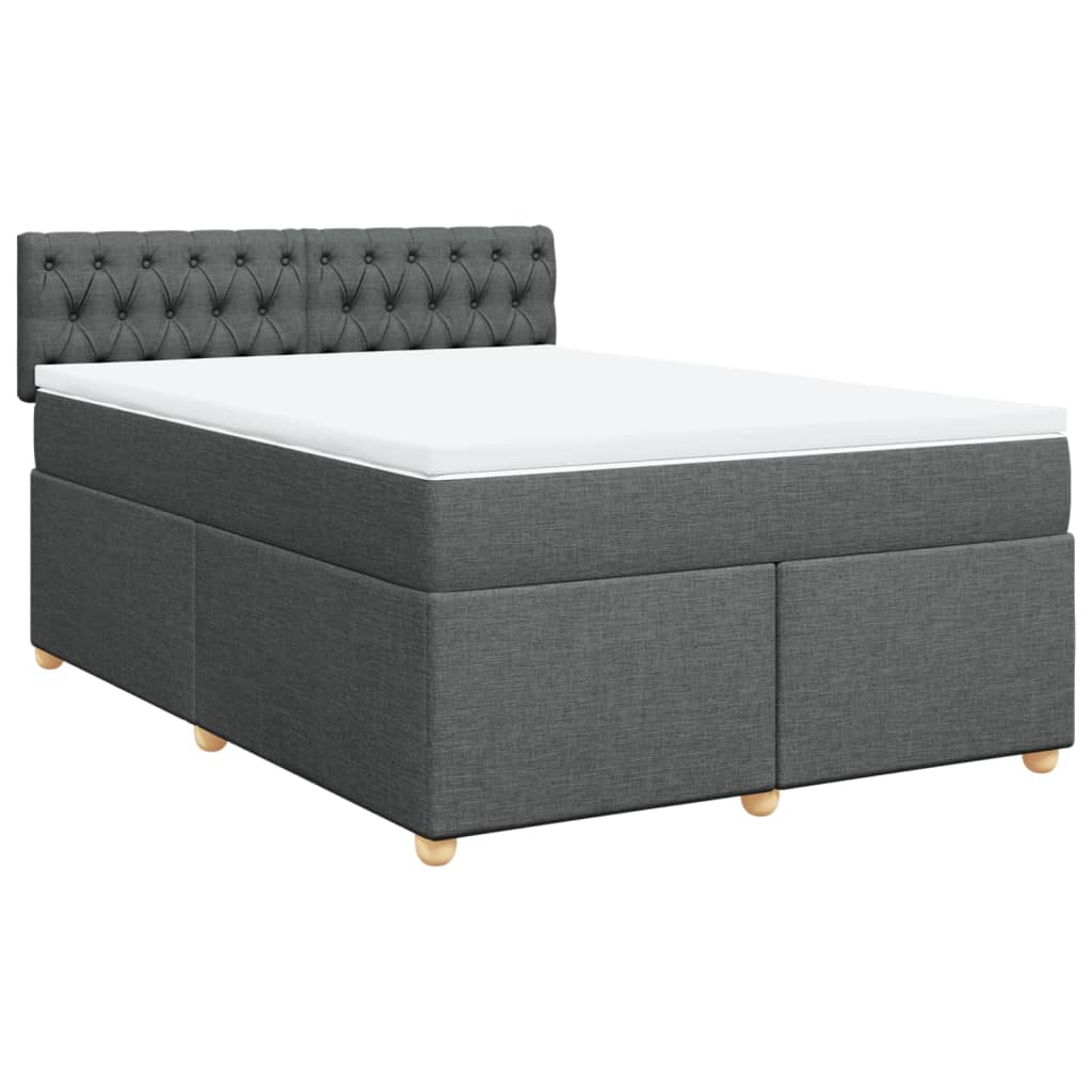 vidaXL Κρεβάτι Boxspring με Στρώμα Σκούρο Γκρι 140x190 εκ. Υφασμάτινο