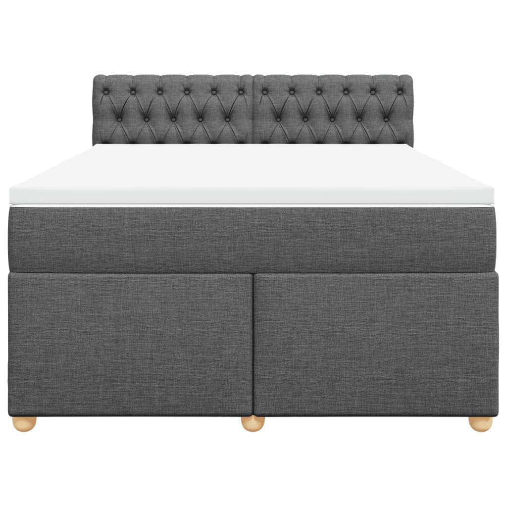 vidaXL Κρεβάτι Boxspring με Στρώμα Σκούρο Γκρι 140x190 εκ. Υφασμάτινο