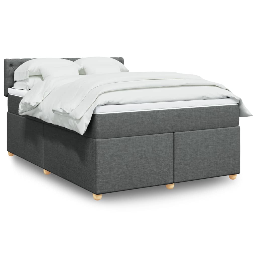 vidaXL Κρεβάτι Boxspring με Στρώμα Σκούρο Γκρι 140x190 εκ. Υφασμάτινο