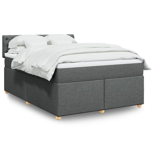 vidaXL Κρεβάτι Boxspring με Στρώμα Σκούρο Γκρι 140x190 εκ. Υφασμάτινο