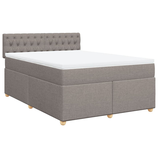 vidaXL Κρεβάτι Boxspring με Στρώμα Taupe 140x190 εκ. Υφασμάτινο