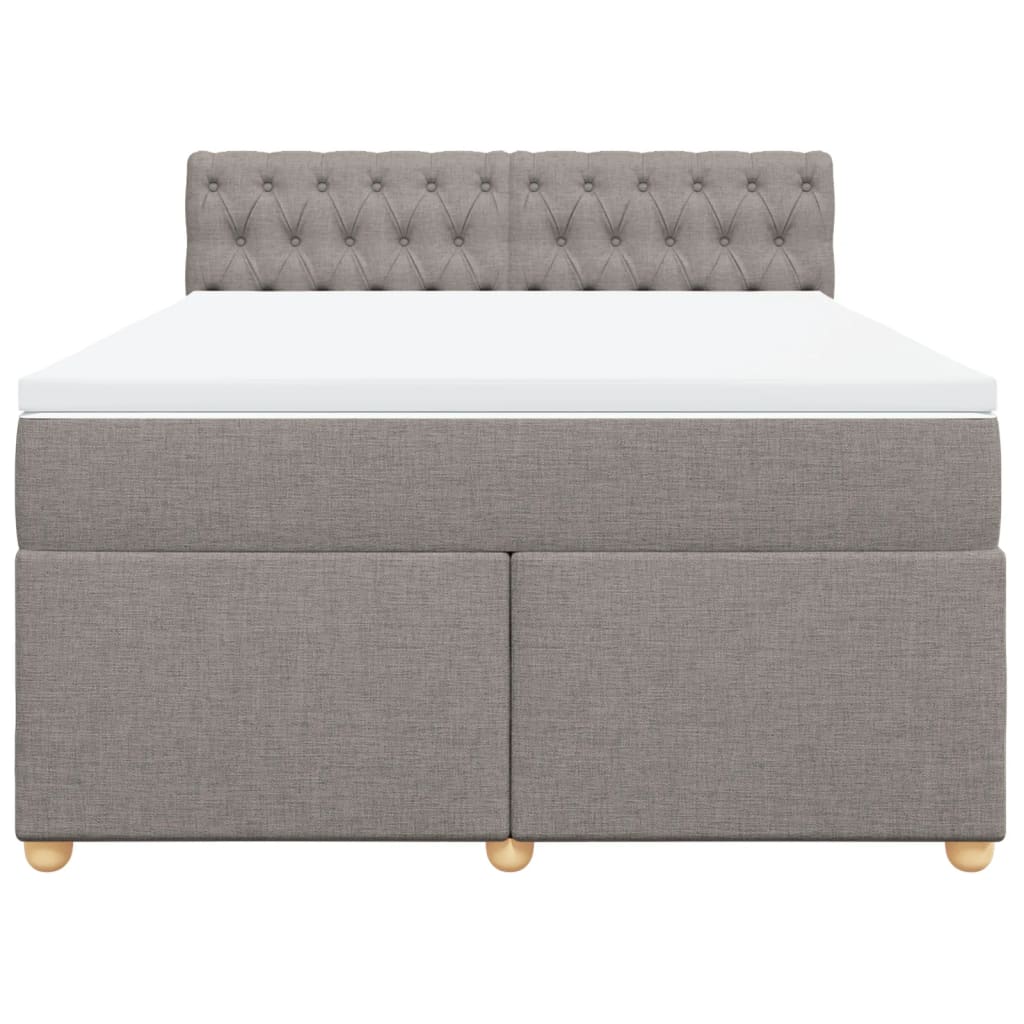 vidaXL Κρεβάτι Boxspring με Στρώμα Taupe 140x190 εκ. Υφασμάτινο