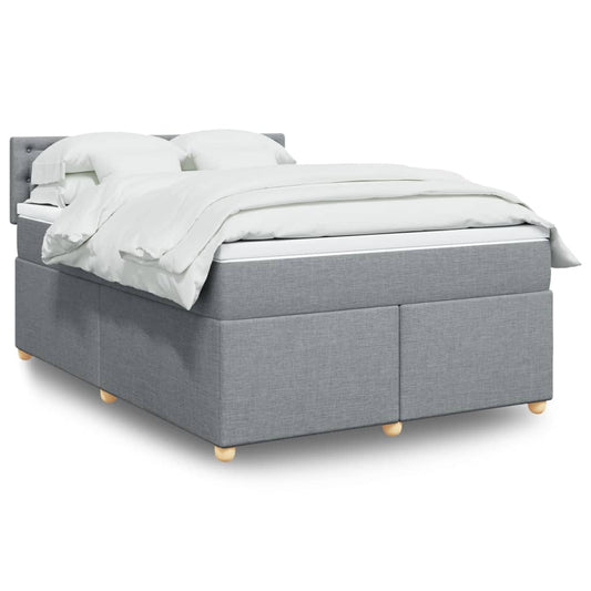 vidaXL Κρεβάτι Boxspring με Στρώμα Ανοιχτό Γκρι 140x190 εκ. Υφασμάτινο