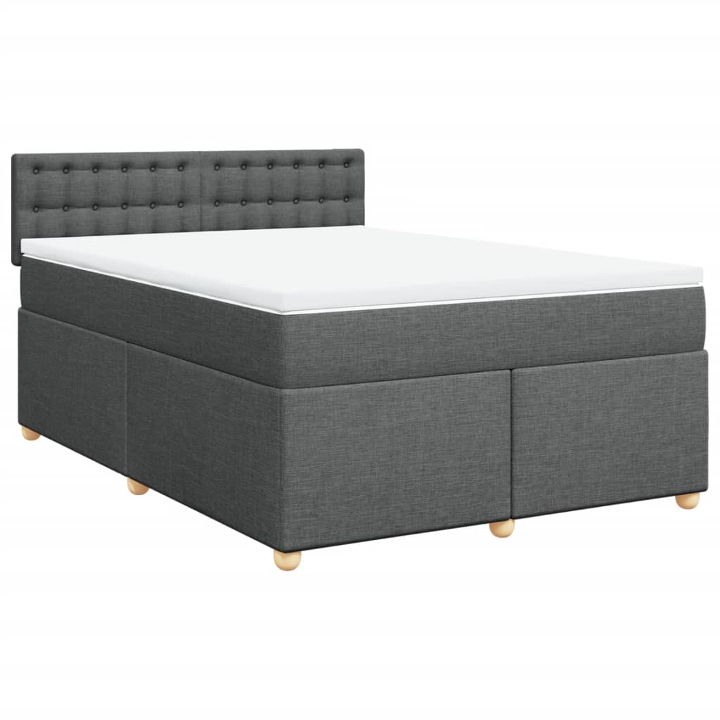 vidaXL Κρεβάτι Boxspring με Στρώμα Σκούρο Γκρι 140x190 εκ. Υφασμάτινο