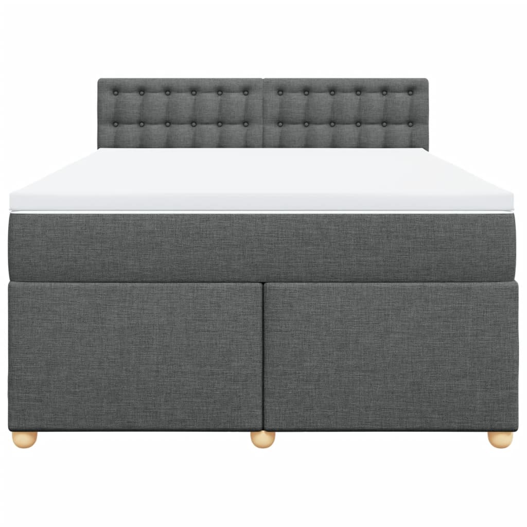 vidaXL Κρεβάτι Boxspring με Στρώμα Σκούρο Γκρι 140x190 εκ. Υφασμάτινο