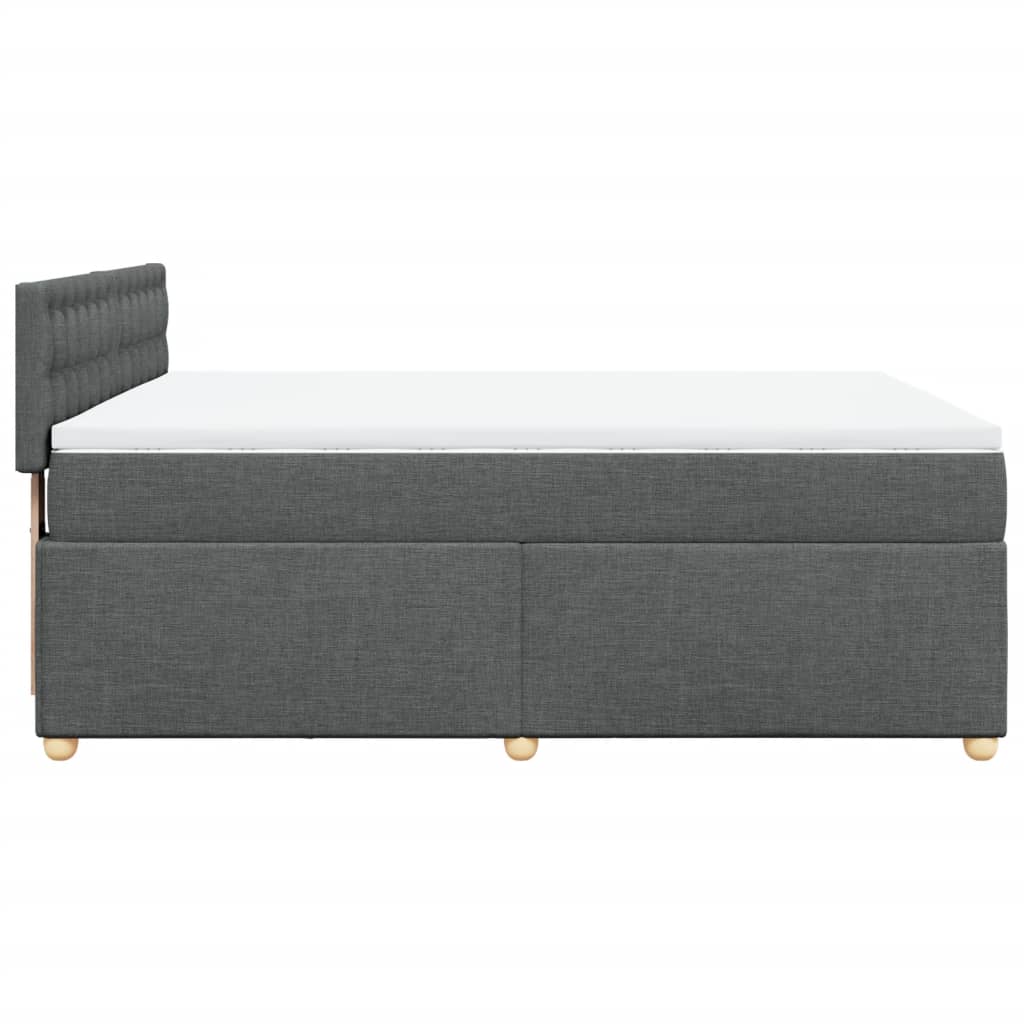 vidaXL Κρεβάτι Boxspring με Στρώμα Σκούρο Γκρι 140x190 εκ. Υφασμάτινο