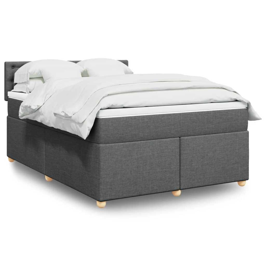 vidaXL Κρεβάτι Boxspring με Στρώμα Σκούρο Γκρι 140x190 εκ. Υφασμάτινο