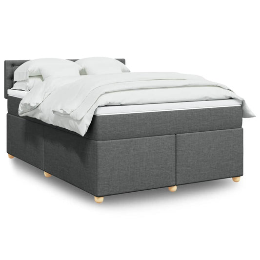 vidaXL Κρεβάτι Boxspring με Στρώμα Σκούρο Γκρι 140x190 εκ. Υφασμάτινο