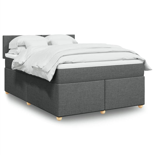 vidaXL Κρεβάτι Boxspring με Στρώμα Σκούρο Γκρι 140x200 εκ Υφασμάτινο