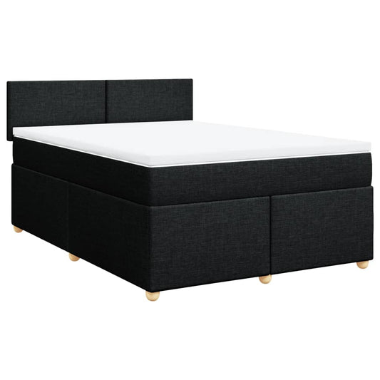 vidaXL Κρεβάτι Boxspring με Στρώμα Μαύρο 140x200 εκ. Υφασμάτινο