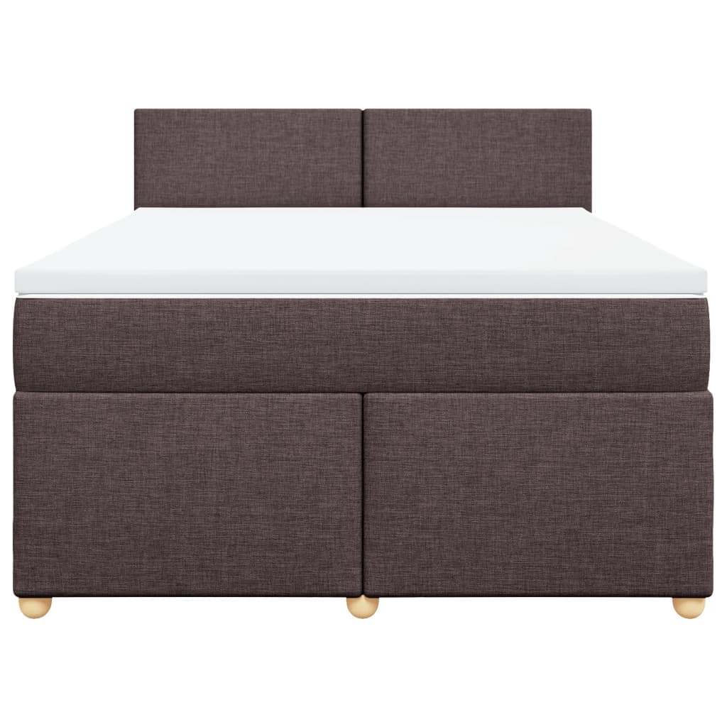 vidaXL Κρεβάτι Boxspring με Στρώμα Σκούρο Καφέ 140x200 εκ Υφασμάτινο