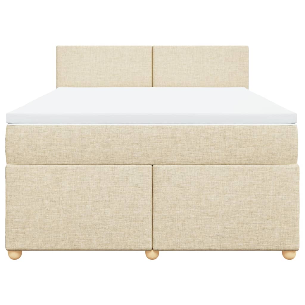 vidaXL Κρεβάτι Boxspring με Στρώμα Κρεμ 140x200 εκ. Υφασμάτινο