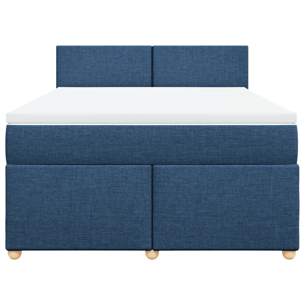 vidaXL Κρεβάτι Boxspring με Στρώμα Μπλε 140x200 εκ. Υφασμάτινο