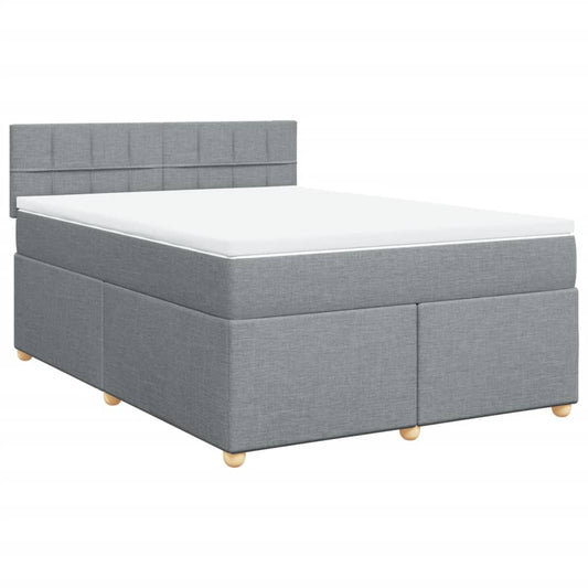 vidaXL Κρεβάτι Boxspring με Στρώμα Ανοιχτό Γκρι 140x200 εκ. Υφασμάτινο