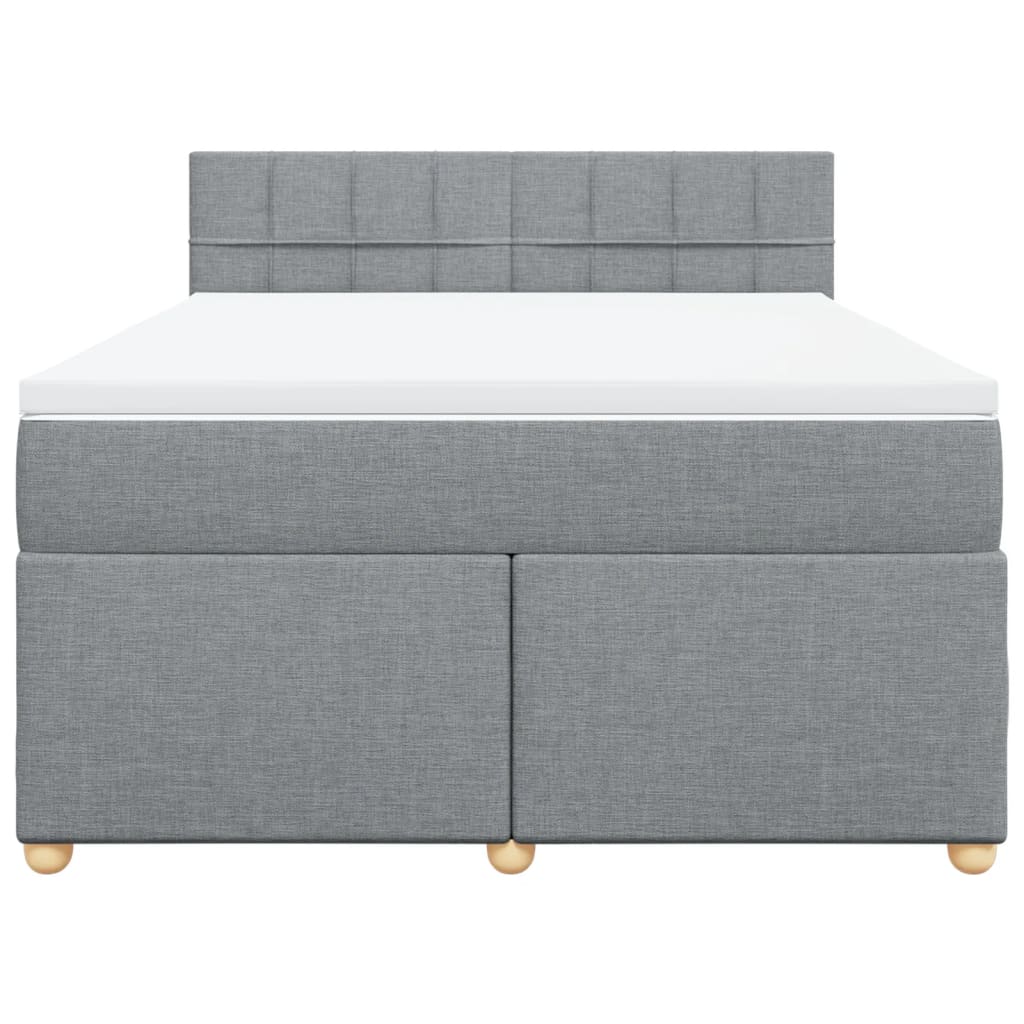 vidaXL Κρεβάτι Boxspring με Στρώμα Ανοιχτό Γκρι 140x200 εκ. Υφασμάτινο