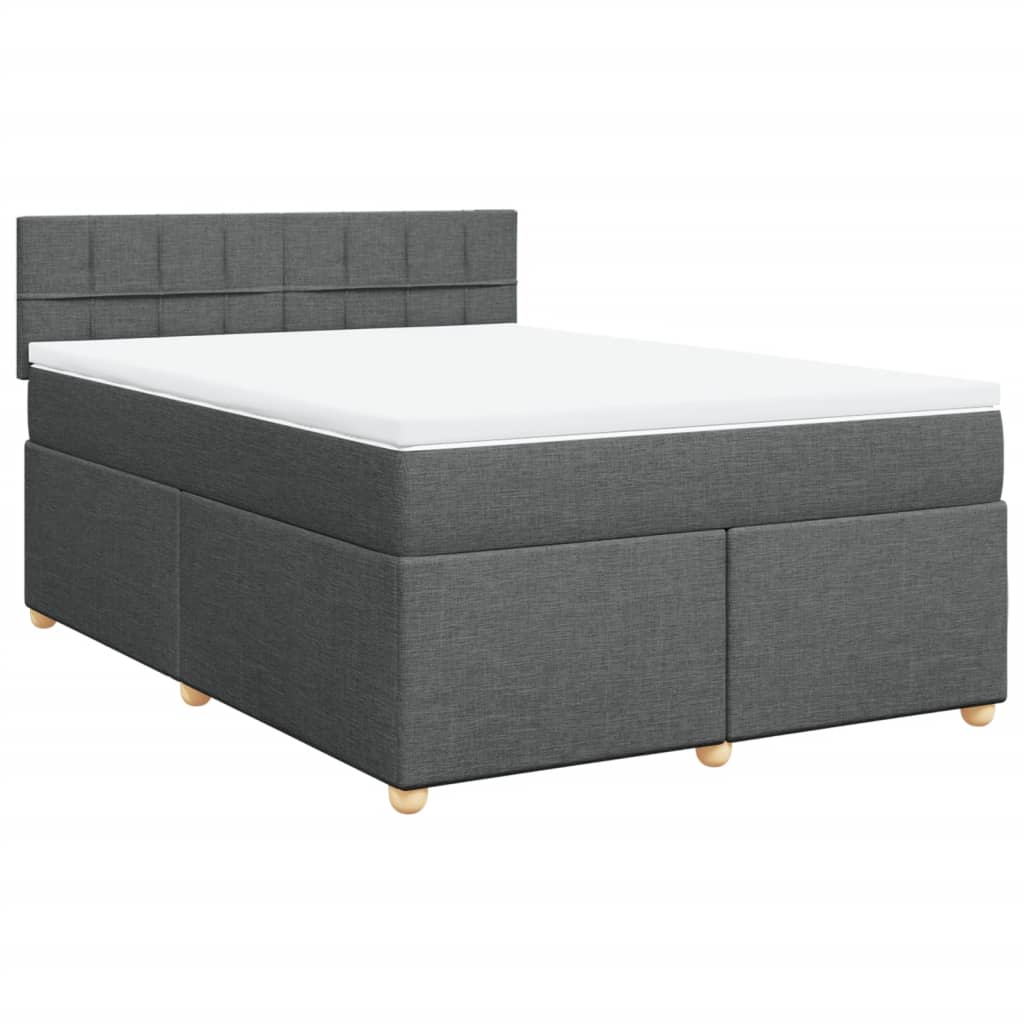 vidaXL Κρεβάτι Boxspring με Στρώμα Σκούρο Γκρι 140x200 εκ Υφασμάτινο
