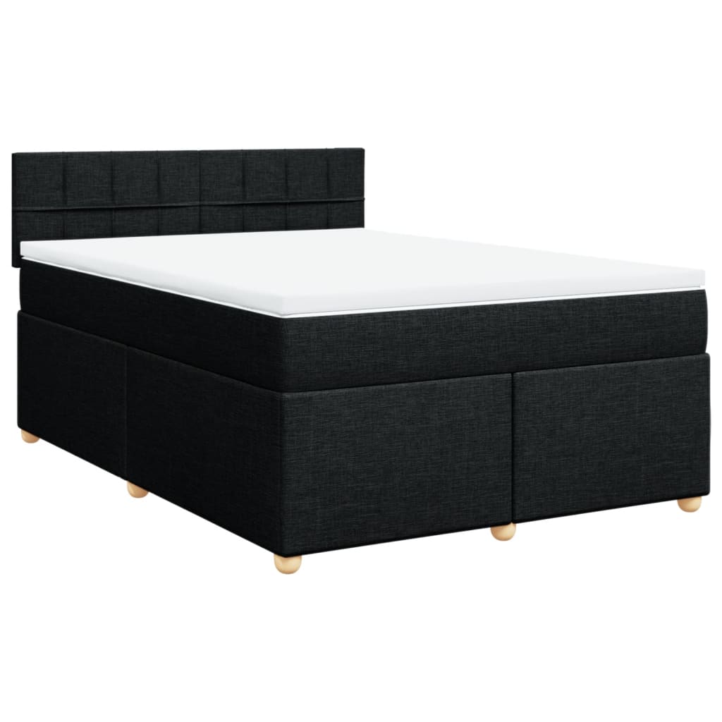 vidaXL Κρεβάτι Boxspring με Στρώμα Μαύρο 140x200 εκ. Υφασμάτινο