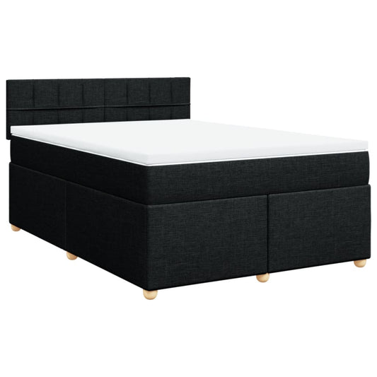 vidaXL Κρεβάτι Boxspring με Στρώμα Μαύρο 140x200 εκ. Υφασμάτινο