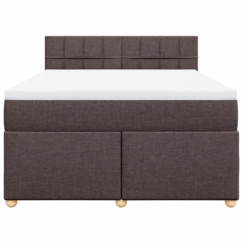vidaXL Κρεβάτι Boxspring με Στρώμα Σκούρο Καφέ 140x200 εκ Υφασμάτινο