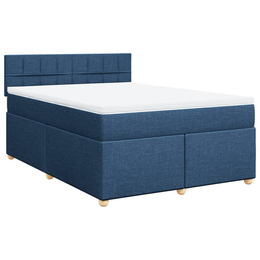 vidaXL Κρεβάτι Boxspring με Στρώμα Μπλε 140x200 εκ. Υφασμάτινο