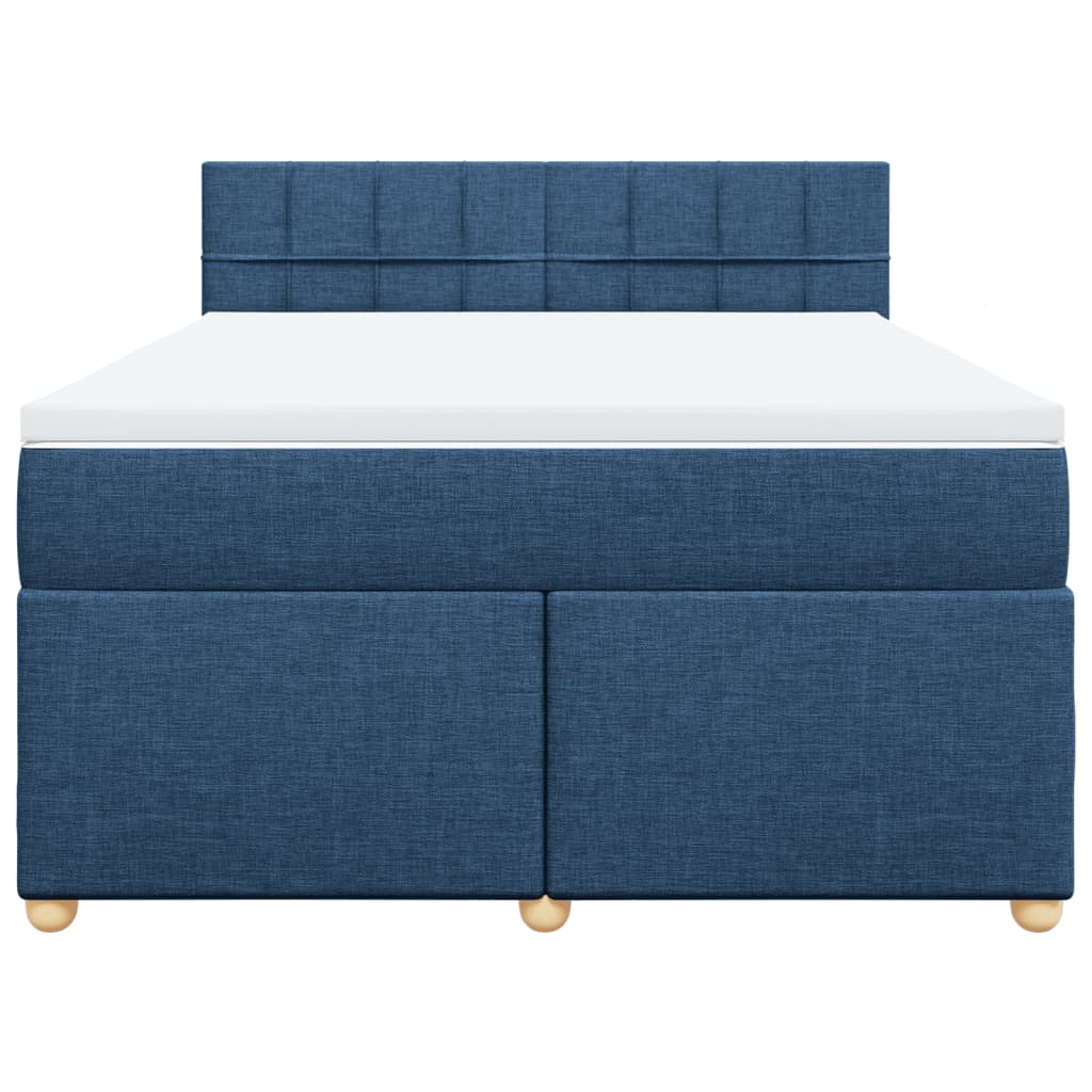 vidaXL Κρεβάτι Boxspring με Στρώμα Μπλε 140x200 εκ. Υφασμάτινο