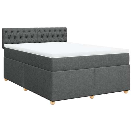 vidaXL Κρεβάτι Boxspring με Στρώμα Σκούρο Γκρι 140x200 εκ Υφασμάτινο