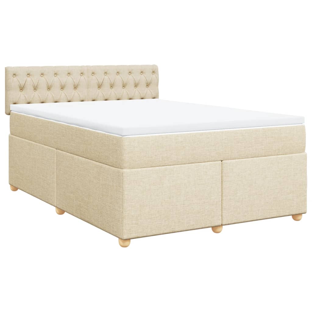vidaXL Κρεβάτι Boxspring με Στρώμα Κρεμ 140x200 εκ. Υφασμάτινο