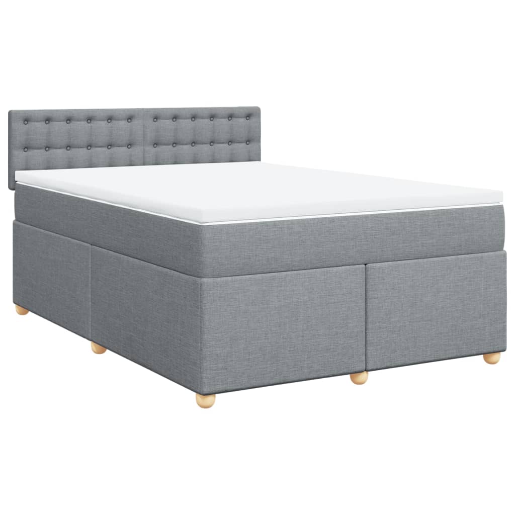 vidaXL Κρεβάτι Boxspring με Στρώμα Ανοιχτό Γκρι 140x200 εκ. Υφασμάτινο