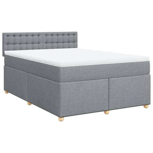 vidaXL Κρεβάτι Boxspring με Στρώμα Ανοιχτό Γκρι 140x200 εκ. Υφασμάτινο