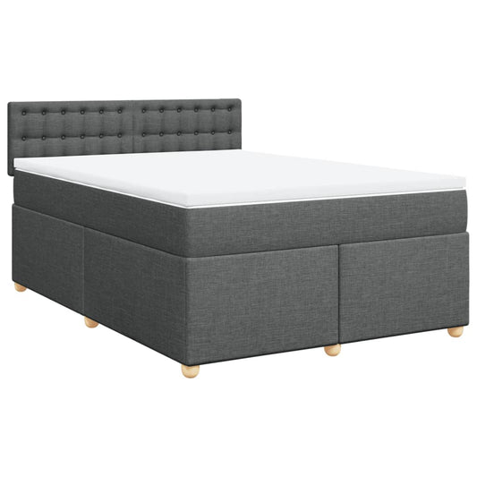 vidaXL Κρεβάτι Boxspring με Στρώμα Σκούρο Γκρι 140x200 εκ Υφασμάτινο